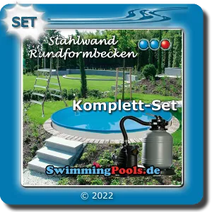 Stahlwandpool Komplettset 400 x 120 mit Edelstahl Poolleiter, Sandfilteranlage und weiteres Zubehör